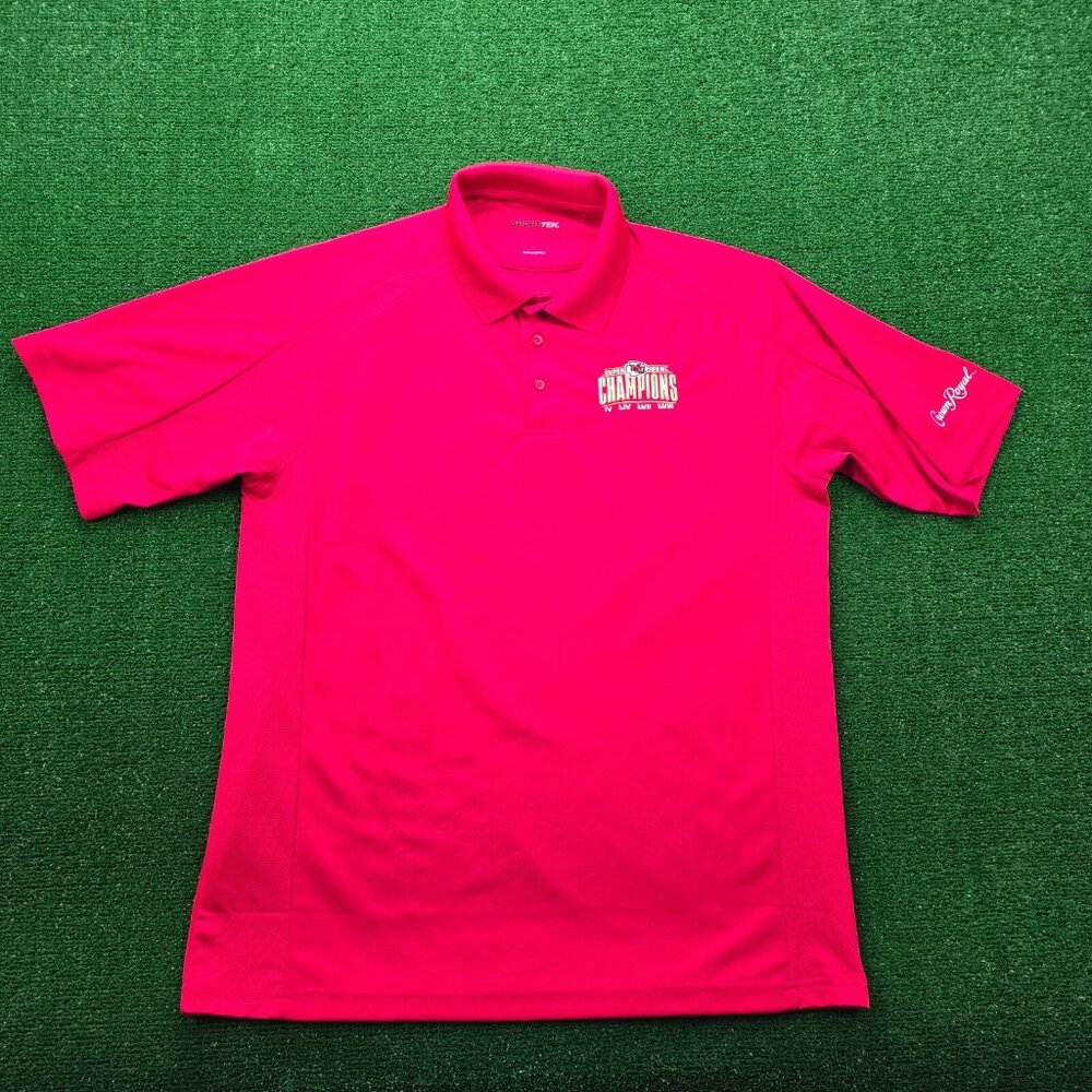 Kansas City Chiefs Polo Shirt Mens Large Red‎ NFL Football Super Bowl Champs